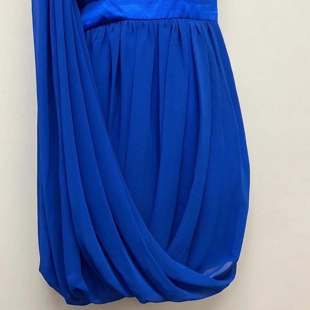 Caché Cobalt Blue One Shoulder Draped Dress